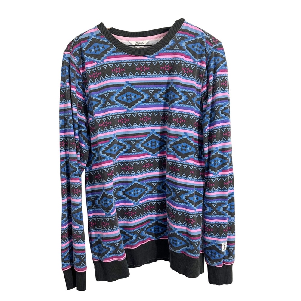 Chubbies Lounge Geometric Aztec Sweatshirt Top Purple‎ Extra Large Retro Weekend